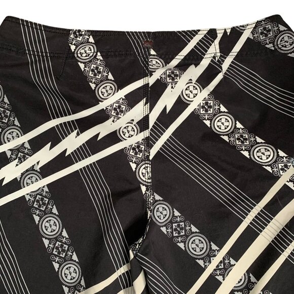 Quiksilver Boardshorts Swim Trunks 38 Black Hook Loop Tie Mesh Cargo Pocket - Picture 7 of 8